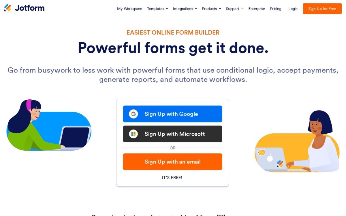 jotform.com homepage, captured 9 September 2026.
