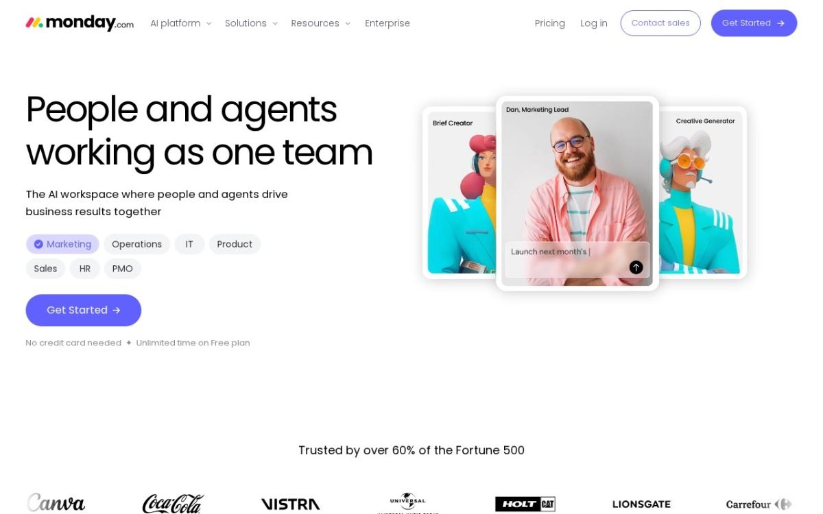 monday.com homepage, captured 7 October 2026.